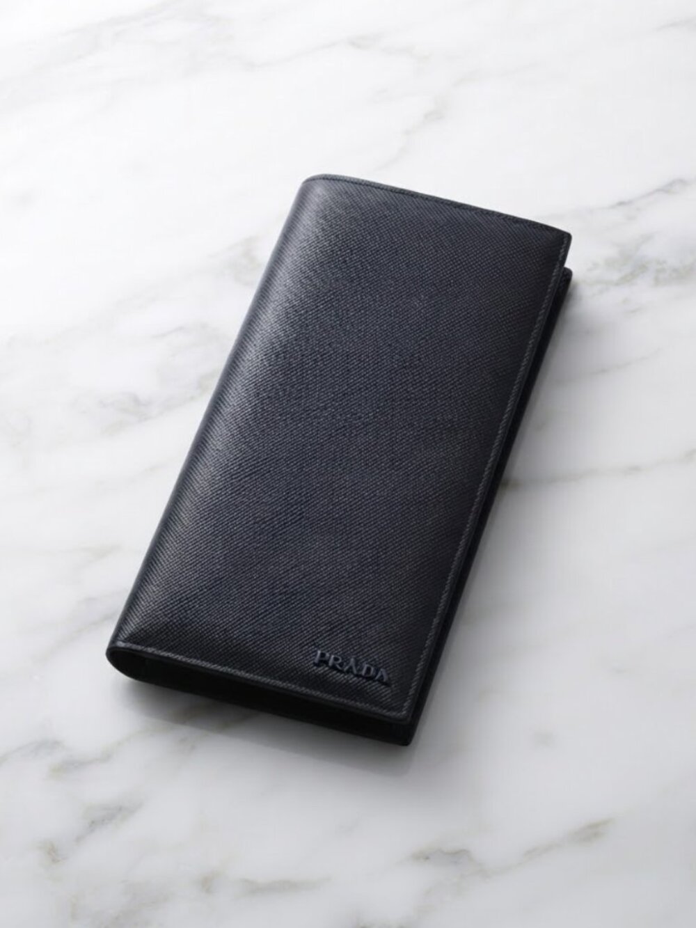 Authentic Prada Saffiano Cuir Leather Black Continental Wallet